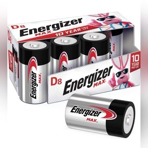 Energizer D Batteries, D Cell Battery Premium Alkaline, 8 Count