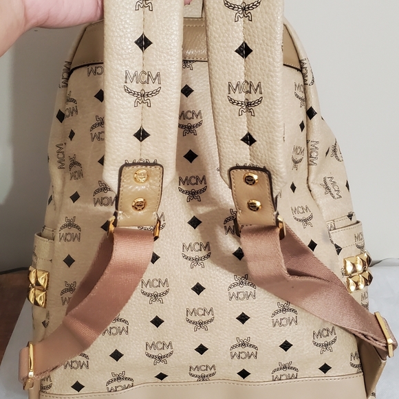 MCM Visetos Stark Side Studs Backpack Beige - Picture 10 of 15