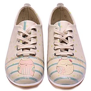 👣GOBY Beige & Blue Owl Oxfords footwear