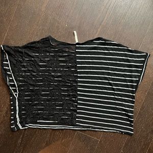 Black striped & lace crop tee Small