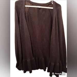 Apt. 9 Black Glitter Ruffle  Cardigan