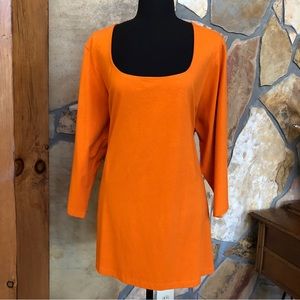 JESSICA LONDON Scoop Neck Pullover Top 3/4 Sleeves Orange (22/24)