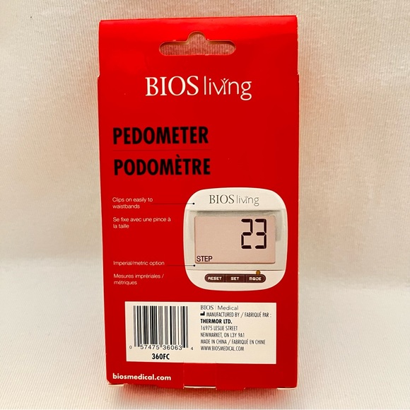 Bios Living White Pedometer Track Steps
Distance Calories Walking Step Tracker - Picture 2 of 4