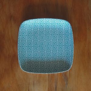 Jonathan Adler Happy Chic Greek Key 11" Dinner or Serving Plate, Teal & White