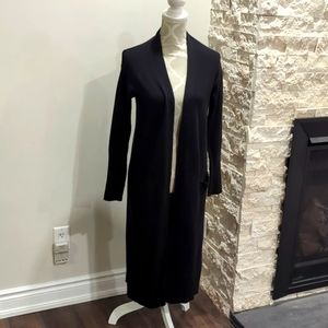 Halogen Black long open cardigan cashmere and wool blend