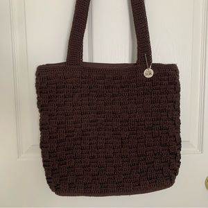 The Sak Fall Knit Shoulder Bag Catch All Autumn Purse Brown Carry All