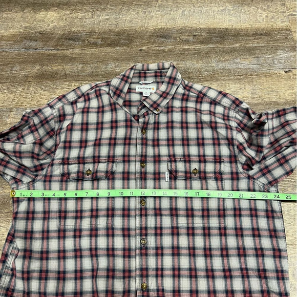 Carhartt Button Up Shirt Men’s XL Tall Relaxed Fit Blue Red Plaid Flannel 101756 - Picture 3 of 7