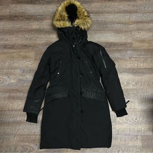 S13 New York Alpine Coat Womens Small Black Duck Down faux fur hood winter coat