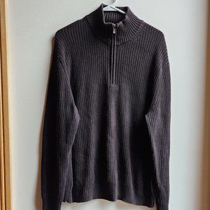 Calvin Klein Brown Quarter Zip Ribbed Sweater Size XL