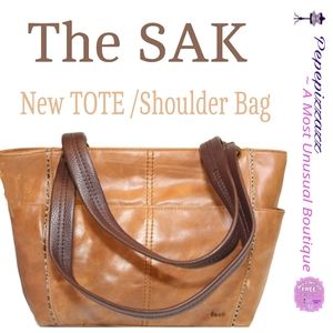 NWT The Sak Brown Vintaged Leather Medium Tote Bag  Zipper Shoulder