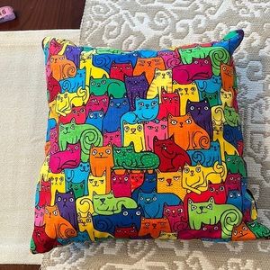Cat Pillow with Black Backing with buttons. Square in EUC!