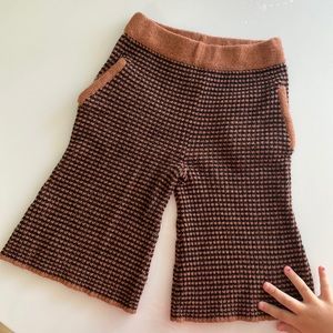 Kids Morley Flared Brown Brick Wool Blend Pants 3Y Cropped Bell Trousers Knit