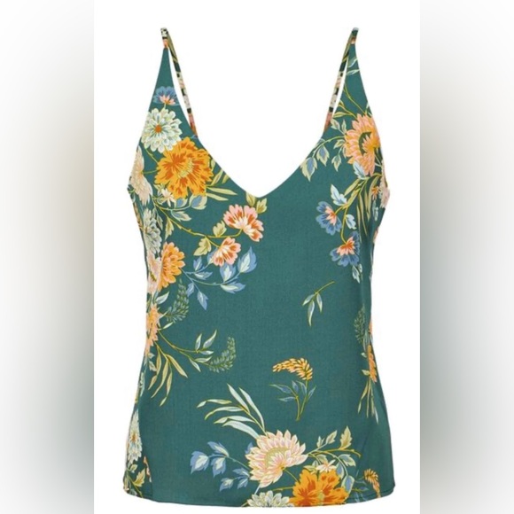 REVOLVE Bishop + Young green floral low v neck cami/ spaghetti strap tank top xs - Picture 1 of 8