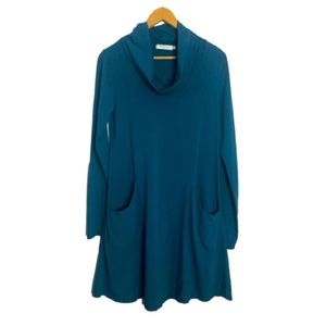 MODODOC Tunic M Teal Cowl Neck Long Sleeves Pockets Slouchy Pockets