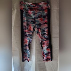 RBX Leggings Black Multi-colored with Mesh Diagonal at Bottom Sz L