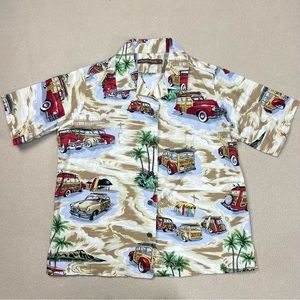 Margaritaville Hawaiian Shirt Womens Small Button Up Car Surfing Graphic USA