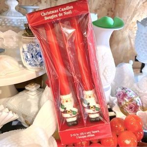 Vintage 10" Wax Santa Christmas Taper Candles American Greetings New In Box 🎅🏻