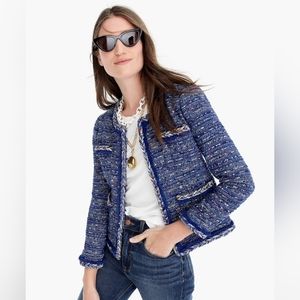 J CREW Braided Trim Multicolor Cobalt Tweed Lady Jacket