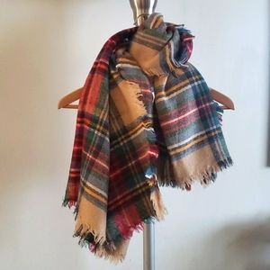 Plaid Blanket Scarf 54" x 54"