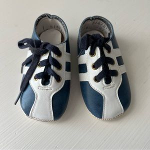 Baby Shoes Size 1 Blue and White Vintage