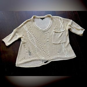 Knit Cream Sweater NEW YORK 100% Acrylic Medium