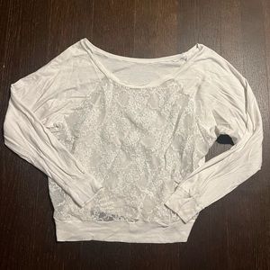 White lace long sleeve tee Medium American Apparel