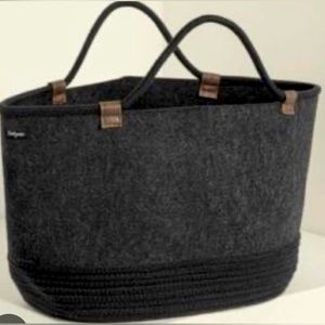 THIRTY ONE GIFTS Brushed Graphite rope felt storage tote - new!