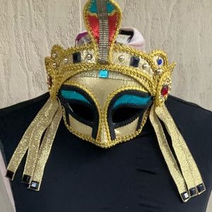 Egyptian Goddess Masque Mask metallic gold festival medieval colorful NWT