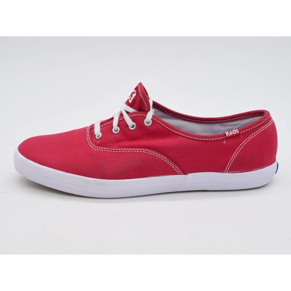 Keds Champion Shoes Womens 9.5 Red Canvas Low Top Casual Lace Up Sneakers - Picture 2 of 12