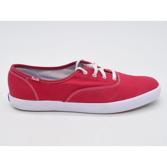 Keds Champion Shoes Womens 9.5 Red Canvas Low Top Casual Lace Up Sneakers - Picture 5 of 12