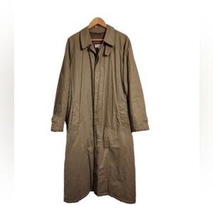 Giorgio Armani Tan/Green Long Trench Coat Fully Lined