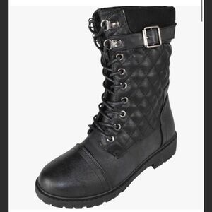 Black Military Combat Lace Up Bootie