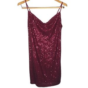 BEBOP garnet red sequin mini dress, Junior Large