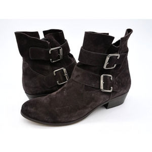 Paul Green Ankle Boots Womens 9.5 Brown Suede Side Zip Buckle Accent UK 7