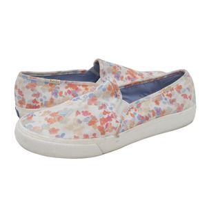 Keds Shoes Womens 9.5 White Canvas Floral Slip On Low Top Classic Sneakers