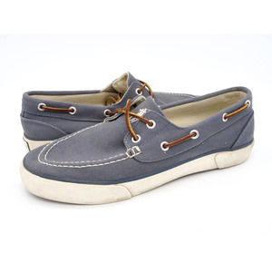 Polo Ralph Lauren Boat Shoes Mens 8.5 Blue Canvas Sander Casual Lace Up