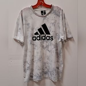 Adidas Men's T-Shirt Tee Gray White Cloudy Patterned Tie-Dye Size Large