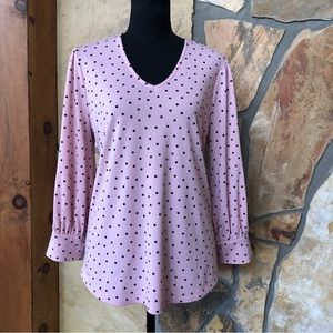 Adrianna Papell Pink Blush with Black Polka Dots V-neck (M)