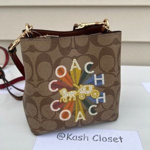 COACH Mini Town Bucket Bag In Signature Canvas -Rainbow