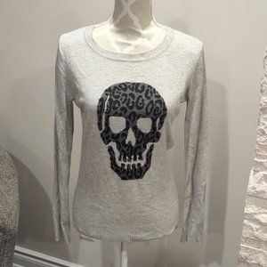 Saks fifth avenue leopard print skull sweater