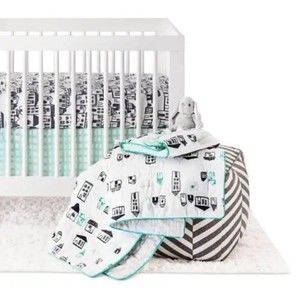 Oh Joy 4 Pc Crib Bedding Set CITY Multi MINT NAVY WHITE BABY NURSERY (New)