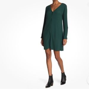 NWOT Madewell Novel Long Sleeve Button Front Dress Spruce Green Sz S