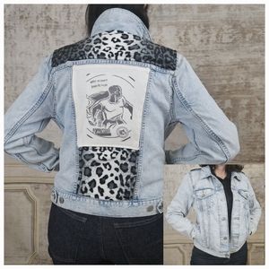 Punk Levi’s Denim Battle Jacket The Oppressed Custom Patch Leopard Oi! DIY Jean