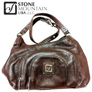 Stone Mountain, dark brown, hobo style adjustable strap handbag, lots of pockets