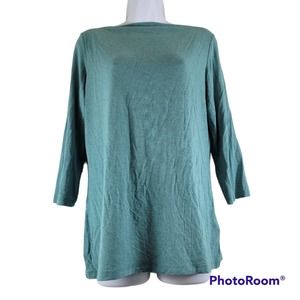 Adrienne Vittadini Heathered Teal Boat Neck 3/4 Sleeve Top Size Large NWT