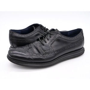 Cole Haan Dress Shoes Mens 10.5 Black Leather Lunarlon Longwing Wingtip Oxford