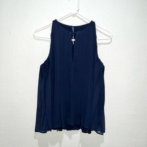 J Crew Navy Blue Pleated Top Blouse