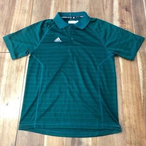 ADIDAS CLIMALITE STRIPED Dark GREEN POLO SHIRT WHITE LOGO SIZE SMALL (280)