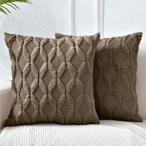 Brown Farmhouse Cute Pillow Cover Furry Faux Luxury Soft Warm Pillow Case Set