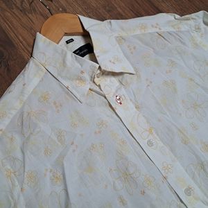 Franco Feruzzi Men's Button Down Shirt Boho Hippie Floral Vtg 90s Medium 15-15.5